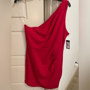 Solid Red One Shoulder Mini dress